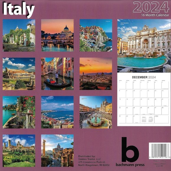 Bachmann Press Office 224 Italy Full Size Wall Calendar For